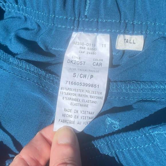 NWT Dickie’s Tall Cargo Scrub Pants Caribbean Blue Drawstring Long Unisex Scrubs - Picture 6 of 9